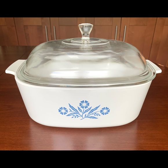 Corning Ware Blue Corn Flower 4 litres casserole dish A-84-B & Pyrex glass lid - Picture 3 of 6